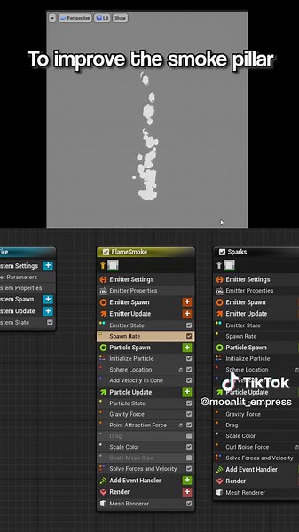Crear un sistema de partículas de fuego bajo polígonos en Unreal