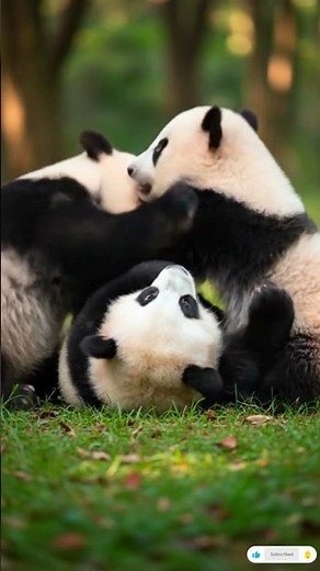 Cute baby pandas playing fun #shorts #wildlife #panda