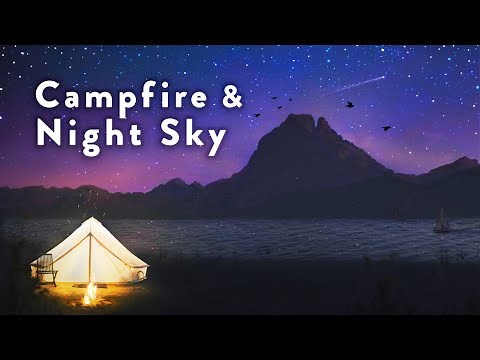 Campfire at Night with Stars | Crickets and Fire Sounds Nature Ambience for Sleep and Relaxation
