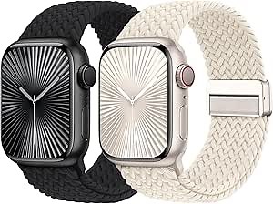 Braided Stretchy Magnetic Bands Compatible for Apple Watch Band Women Men