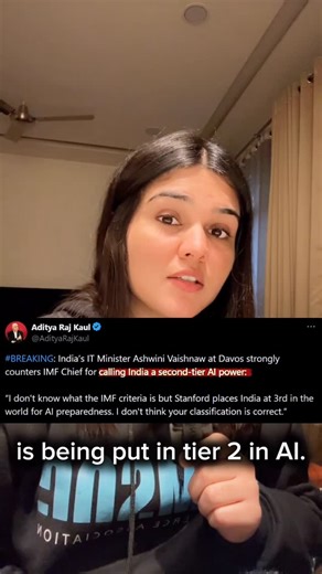 Jahnvi🌟 on Instagram: "IMF puts India in Tier 2 in AI! The country that gave zero to the whole world !! Do you feel we are being belittled here because it’s a world of western influence? . . . . ( AI, artificial intelligence, computer, India, imf, wef, international relations, politics, world politics, geopolitics, funding, manipulation, lies, real picture, economy, western influence , America, china, Naremdra modi ) . . #imf #ai #india #economy #worldpolitics"