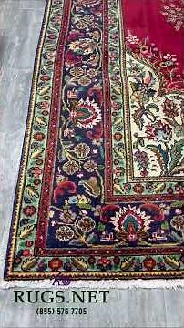 9'6 x 13 Persian Kerman Rug | Lavar Cartouche | Highly Discounted for Abrash