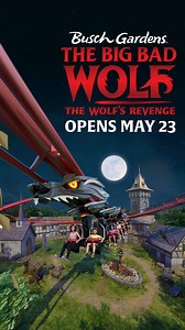It's official! The Big Bad Wolf: The Wolf's Revenge opens on May 23. 🐺🎢 Members will be among the first to ride this all-new attraction, beginning with a Member Ride Night on May 16 during our 50th anniversary celebration. Plus, all guests can join us on May 16 for a lookback presentation, special discounts, a fireworks finale, and more. 🎉 Not a Member? Join today and be one of the first to ride our newest thrill: https://bit.ly/3UOxhAy | Busch Gardens Williamsburg