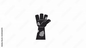 Vidéo Stock Zombie hand sticking out bw 2D character hand animation. Bursting out of ground outline cartoon 4K video, alpha channel. Zombie arm Halloween animated personage body part isolated on white background