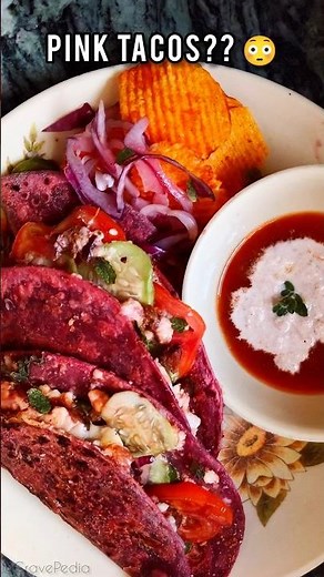 👉 Pink Tacos?? 😳 | Desi Beetroot Taco Recipe 🌮 #food #chessie # pinktacos #viralfood #tacorecipe