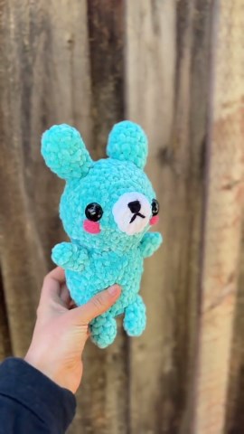 Blue Bunny Amigurumi Plush – Handmade Crochet Rabbit Toy