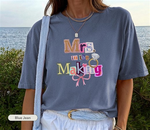 Mrs in the Making Comfort Colors Shirt, Ransom Note Coquette Bow Bride Tee, Aesthetic Engagement Gift for Her, Future Mrs T-shirt Bridal Tee - Etsy
