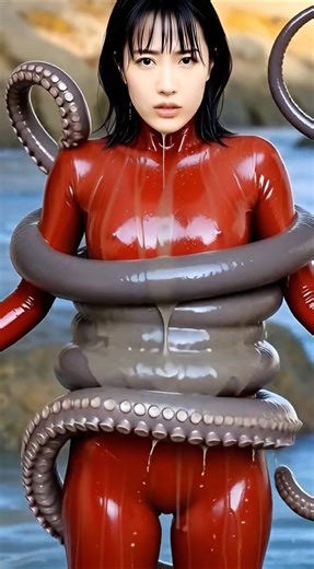 倒れる fall down #aivideo #rubber #latex#触手