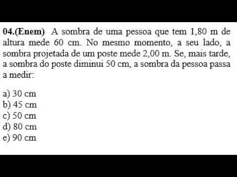 (Enem) The shadow of a person who is 1.80 m tall measures 60 cm. At the same moment, next to them, a