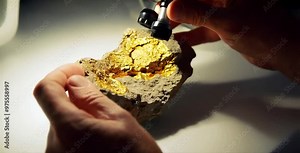 Researcher meticulously analyze gold-containing rock samples in a laboratory, utilizing advanced equipment and techniques to extract and measure gold concentrations
