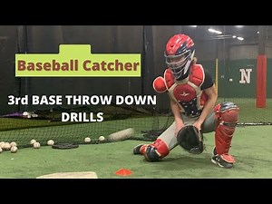Baseball Catcher Drills | 3rd base throw down drills and mechanics
