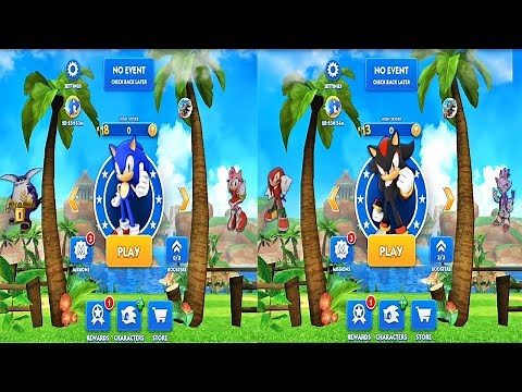 Sonic Dash Racing Game: Old Verison - 10 Characters Unlocked Sonic vs Shadow Fully Upgraded Gameplay