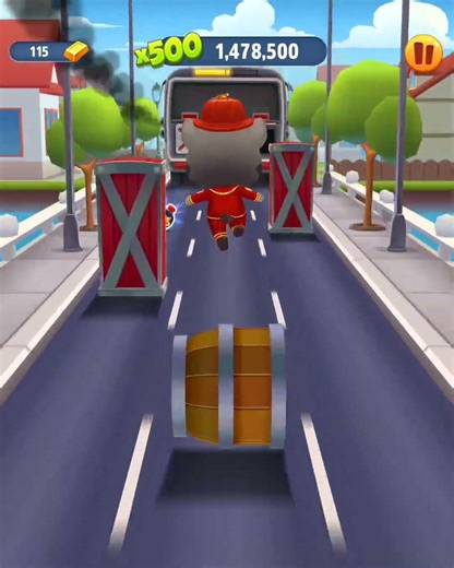 Talking Tom Gold Run Fireman Tom Defeated The Raccoons Boss Funny Race Android Gameplay #Shorts