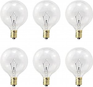 Wax Warmer Light Bulbs, G50 25 Watt for Full Size Scentsy Warmers, G16.5 Globe E12 Base Clear - Long Life-Span and Melt Wax Fast, 120 Volt (6 Pack)