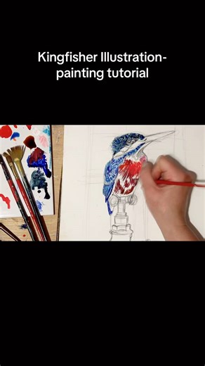 Part 2 Painting tutorial, how to paint a kingfisher using inks and liquid acrylic How to create a feathered effect and vibrancy and shimmer of colour. #drawingtutorial #illustratortutorial #kingfisher #paintingtutorial #paintingtips | Nichola Kingsbury | Facebook