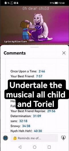 Undertale the musical all child and Toriel