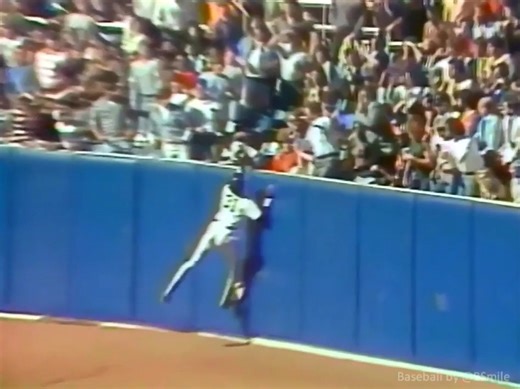 New York #Yankees outfielder Dave Winfield makes a great leaping catch to rob a HR away from Oakland A's slugger Tony Armas during Game 2 of the 1981 ALCS at Yankee Stadium! (Joe Garagiola & Tony Kubek in the booth!) Happy 74th Birthday Dave! #MLB #History #Postseason #RepBX #Legend | Baseball by BSmile