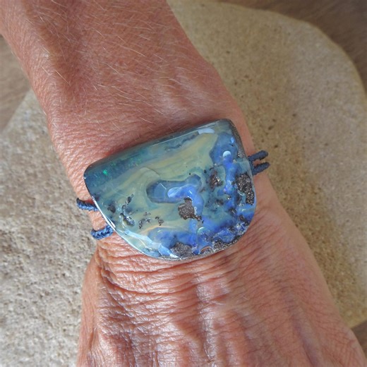 RESERVED Unisex Boulder Opal Bracelet, Braided Adjustable Length, From the Miner - Etsy