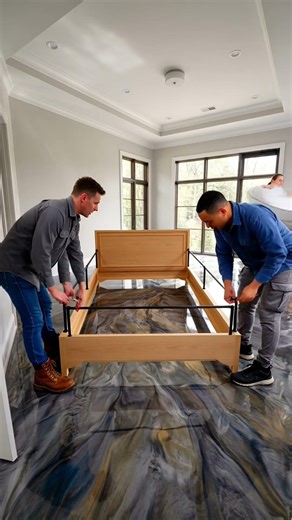 THIS FLOOR IS INSANE! Metallic Epoxy Bedroom Renovation 😱 #epoxy #design