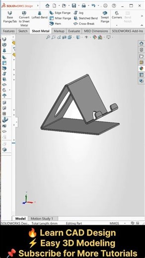 🔥Mobile Stand Design in SolidWorks | Easy Sheet Metal Tutorial⚙️#solidworks #mobilestand #sheetmetal