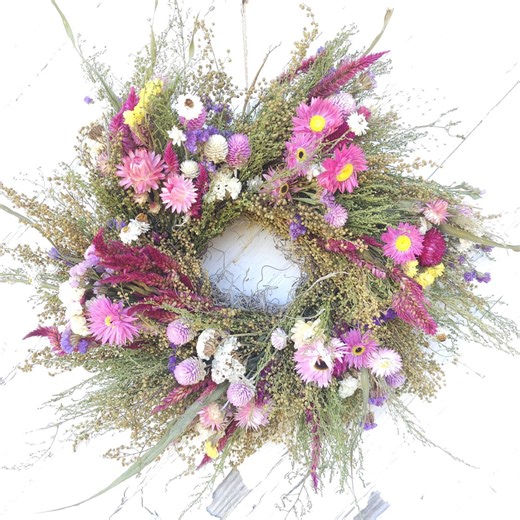 Spring Dried Floral Wreath, Real Dried Flowers (07-2670) - Etsy