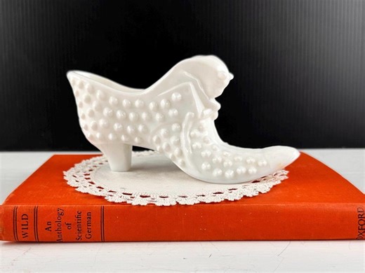 Vintage Fenton Glass High Heel Shoe, White Milk Glass Ring Dish, 6” Glass Slipper - Etsy