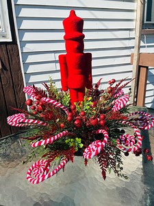 Handmade Nutcracker Christmas Centerpiece: Red Velvet, Candy Cane Decor - Etsy