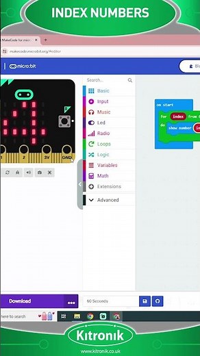 BBC micro:bit coding in 60 seconds - Index Numbers