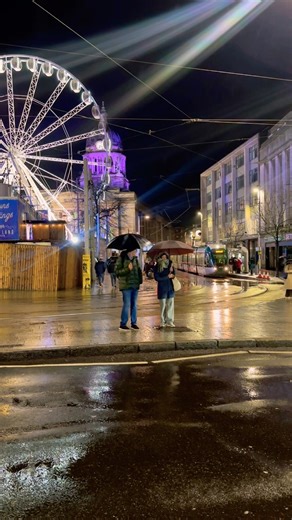 Rainy Winter Wonderland Vibes: Trams at Nottingham Council House
