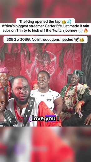 The King opened the tap 👑💦 Africa’s biggest streamer Carter Efe just made it rain subs on Trinity to kick off the Twitch journey 🌧️🔥 30BG x 30BG. No introductions needed 🦅👑​​​​​​​​​​​​​​​​​​​​​​​​​​​​​​​​​​​​​​​​​​​​​​​​​​ @carterefe @IAMTRINITYGUY @user31503444309 #carterefe #davido #king #fyp #viralvideo