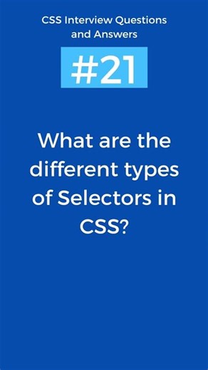 Different types of selectors in CSS | CSS Interview Questions and Answers Part - 21 #css #shorts