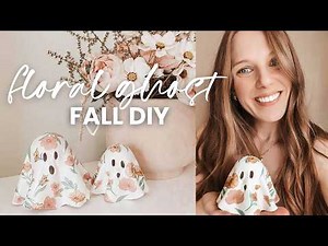 DIY Floral Clay Ghosts- Halloween Decor with Air Dry Clay and Decoupage