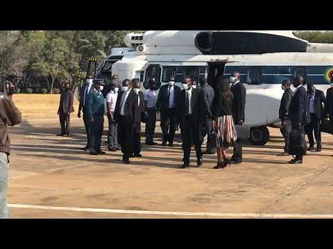 President Mnangagwa arrives at Bulawayo State house