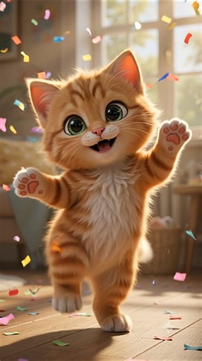 😸✨ Happy Happy Cat spreading smiles one dance step at a time! 🐾💛