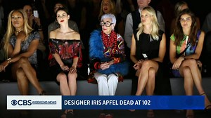 Iris Apfel, a textile expert, interior designer and fashion celebrity known for her eccentric style, has died at age 102. https://cbsn.ws/3TkrOB4 | CBS Evening News