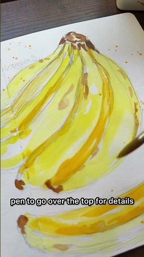 How to paint and outline watercolor bananas