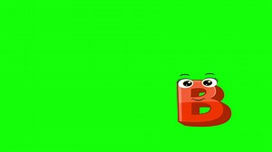 Download Cartoon style letter b 2d animation with green screen background, b alphabet dancing letters for little kids for free