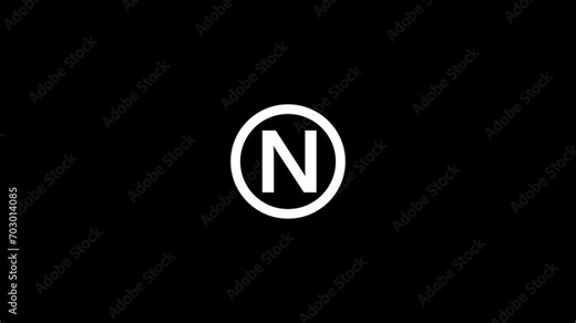 Alphabetical logo animation, Capital letter "N" in a circle. Stock Video