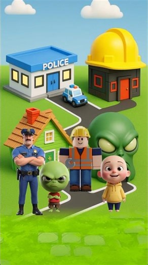 Challenge Guessing Game: Cop 🚔 vs Alien 👽 vs Builder 👷‍♂️! | Short Viral Skit 🎬🔥