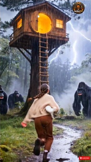 Alone in the Treehouse… Then 3 Gorillas Appeared 😳#shorts