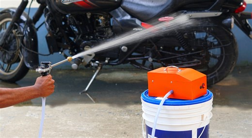 How to Make Portable Car Washer (12V) Hi Friends today I am going to show how to make car /bike washer. It is very useful for bike & car washing or water spray. Here I made 12v ,10A li-ion battery pack at home but you can use 12v lead acid battery .To charge the battery use 12.6 v , 2A max. The material I have used are --- 1. 12 v , 10A battery pack 2. Diaphragm water pump 3. Hose 4. spray gun , bucket ,etc The materials you can get Here : Diaphragm water pump - https://amzn.to/49PY080 Spray Gun