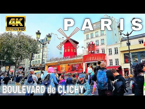 【4K】🇫🇷Moulin Rouge Cabaret Paris in the Evening - Boulevard de Clichy - September 2021
