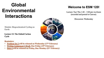 Lecture 13 - The Global Carbon Cycle - ESM 120 (Winter 2021)