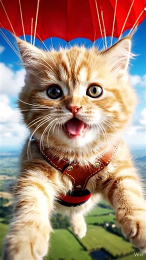 Tabby Kitten Has Its Own Parachute! ✈️🐱 | Skydiving Kitten