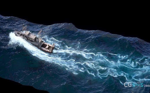 视觉特效_波涛海面航船_Realflow max特效制作