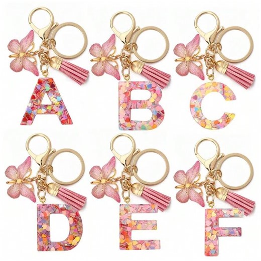 Alphabet Initial Letter Keychain Cute Butterfly Key Chain Ring Purse Bag Backpack Charm Earbud Case Cover Accessories Women Girls Gift School Car Accessories Goth Y2k