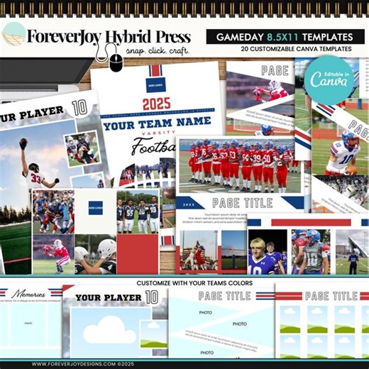 8.5x11 Football Scrapbook Canva Templates: Printable Photo Book (digital Download) - Etsy