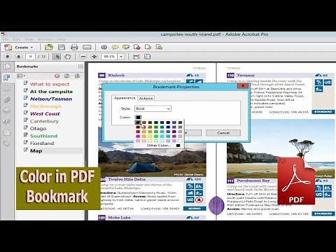 How to change color in PDF Bookmark List by using adobe acrobat pro