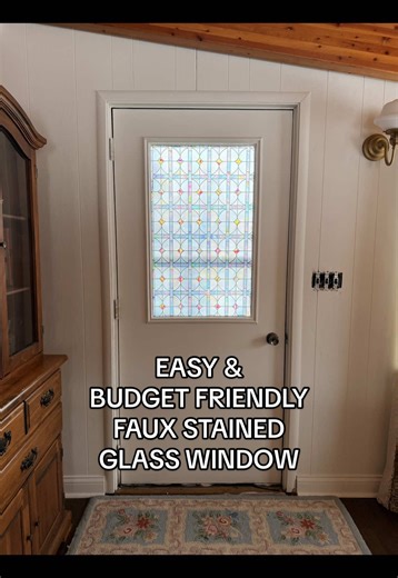 We wanted to add a little bit of privacy and color to our sunroom door, and love how this vinyl stained glass window film turned out! This project took less than 10 minutes, was super inexpensive, and so easy to do! PLUS it’s renter friendly ☺️ We’ve linked the faux stained glass window film in our Amazon storefront (affiliate link!) Stay tuned for more home DIY! #stainedglasswindow #stainedglasswindows #diyhomeprojects #diyhomedecor