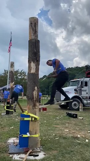 Springboard Chop at The 2020 PA Lumberjack Championships! #foryoupage #CanYouWorkIt #timbersports #savespeedclimbing